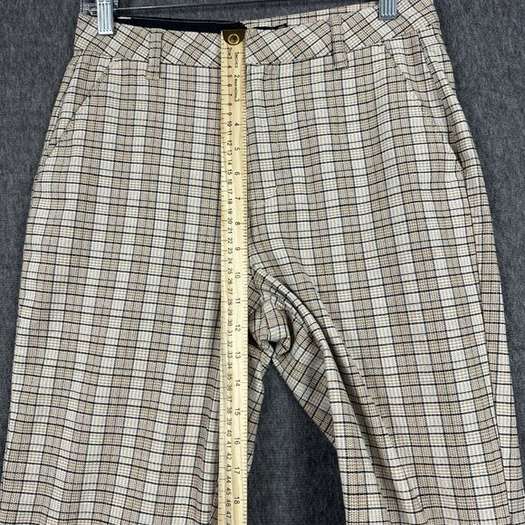 Volcom Womens Chino Pants Size 28 Tan Plaid High Waist Trousers Casual - Picture 10 of 16